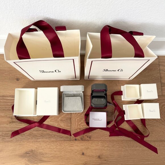 Shane Co Empty Jewelry Gift Box Paper Bags Ribbon Earring Bracelet Ring Cases - Picture 5 of 11